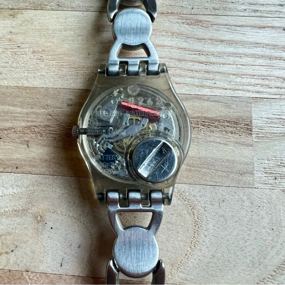 Swatch ladies watch pop art pink and cream bracelet NEW BATTERY